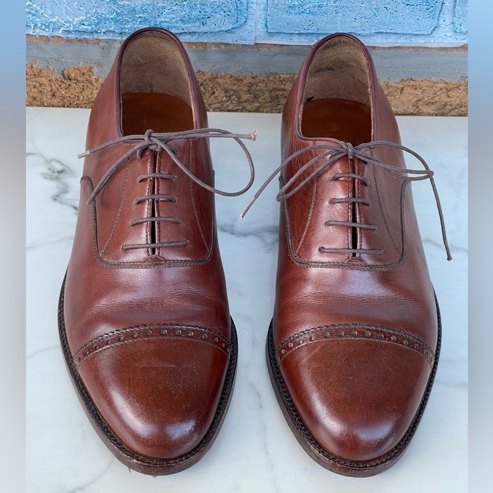 Salvatore Ferragamo Tramezza Men's cap toe brown made ITALY size 6.5 - Picture 2 of 10